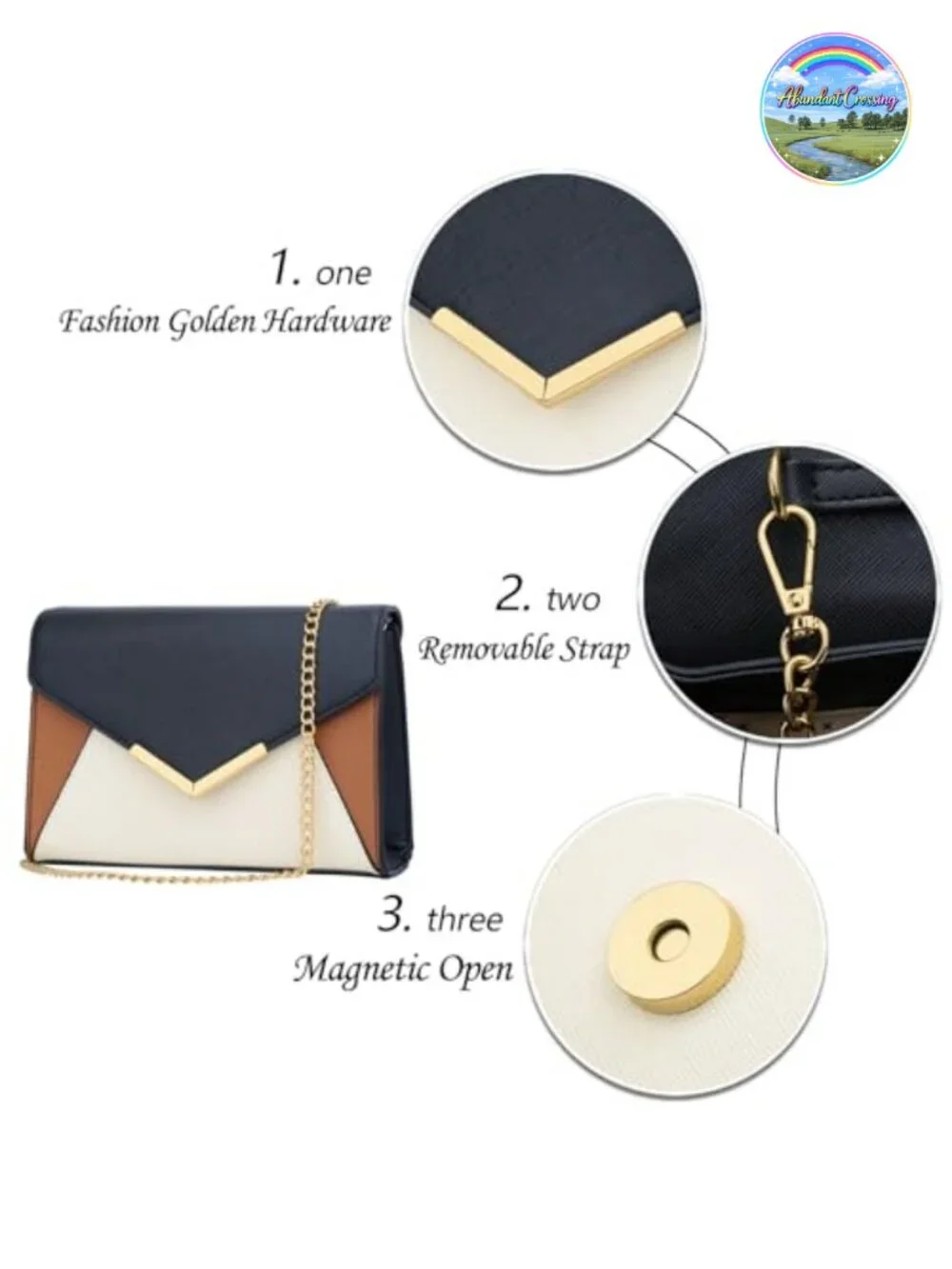 Faux Leather Evening Clutch Bag for Women, Detachable Chain, Envelope Foldover,